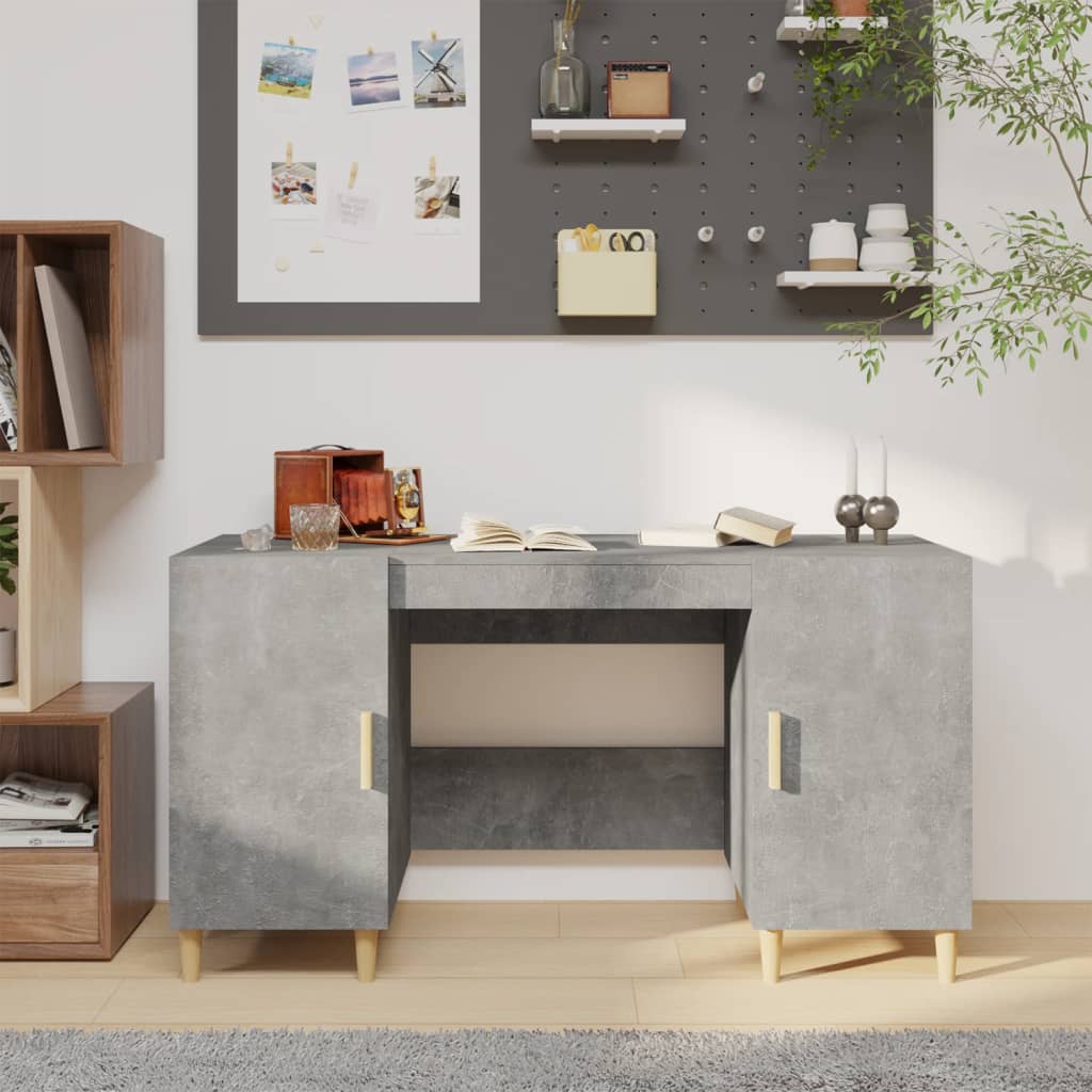 vidaXL Stôl betónovo sivý 140x50x75 cm spracované drevo