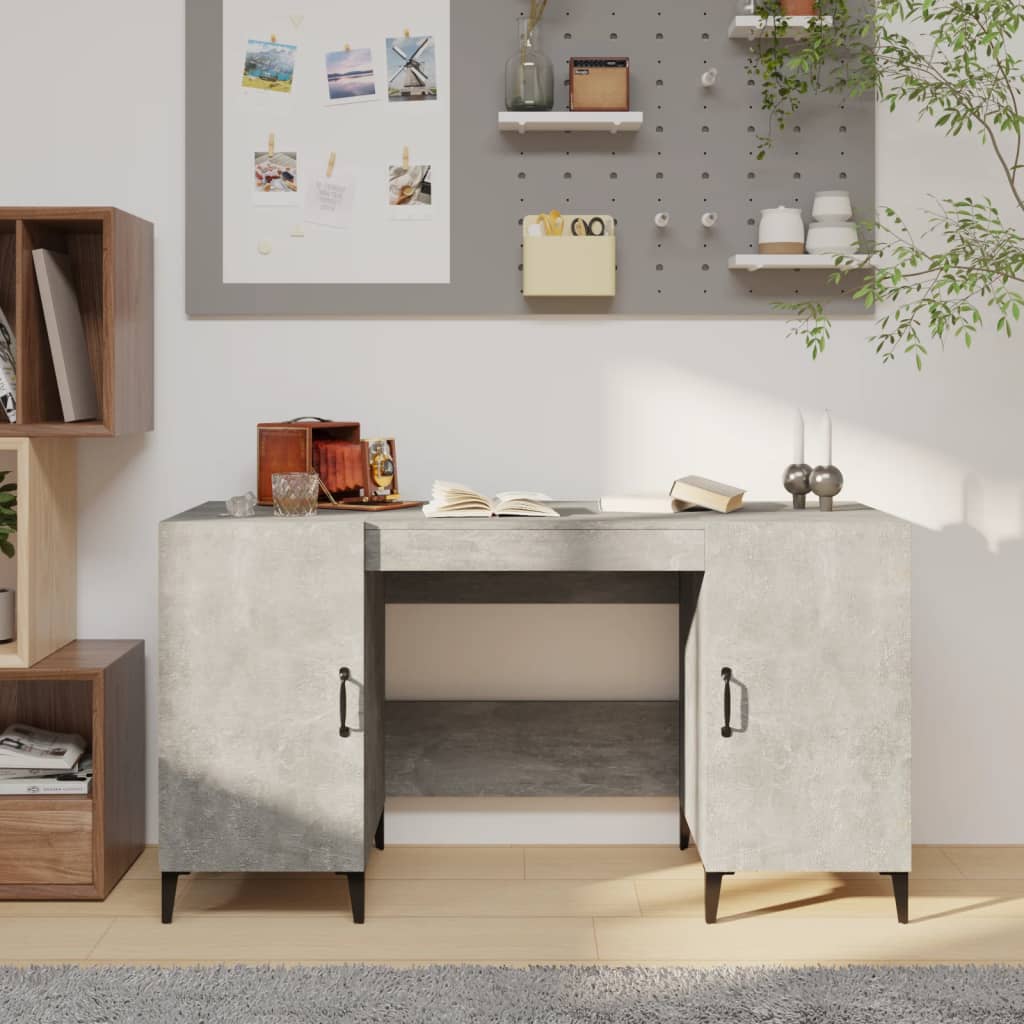 vidaXL Stôl betónovo sivý 140x50x75 cm spracované drevo