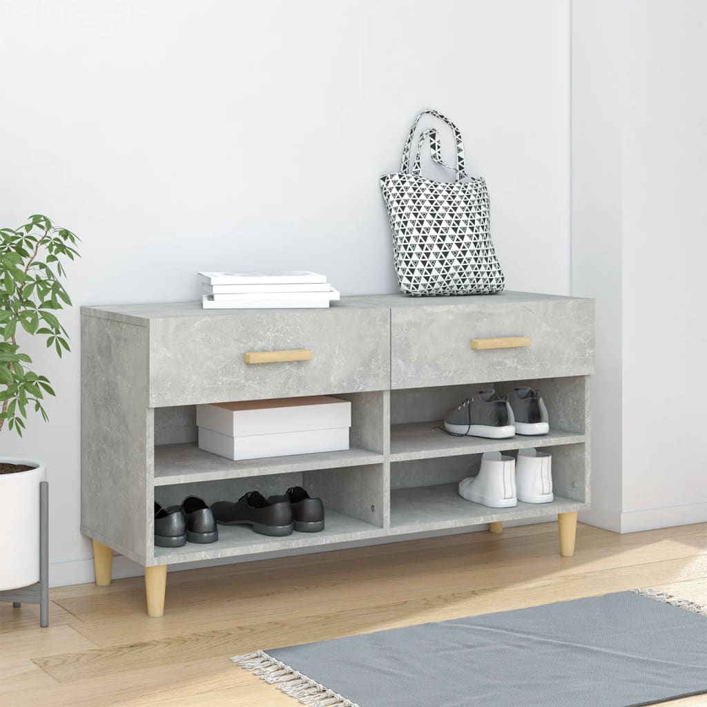vidaXL Botník betónovo sivý 102x35x55 cm spracované drevo