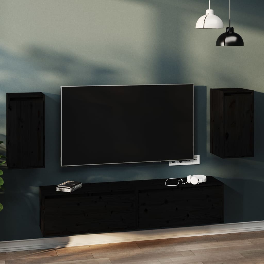 vidaXL Nástenné skrinky 2 ks čierne 30x30x60 cm masívna borovica