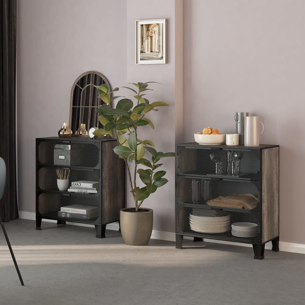 vidaXL Úložné skrinky 2 ks sivé 72x36x82 cm kov a MDF