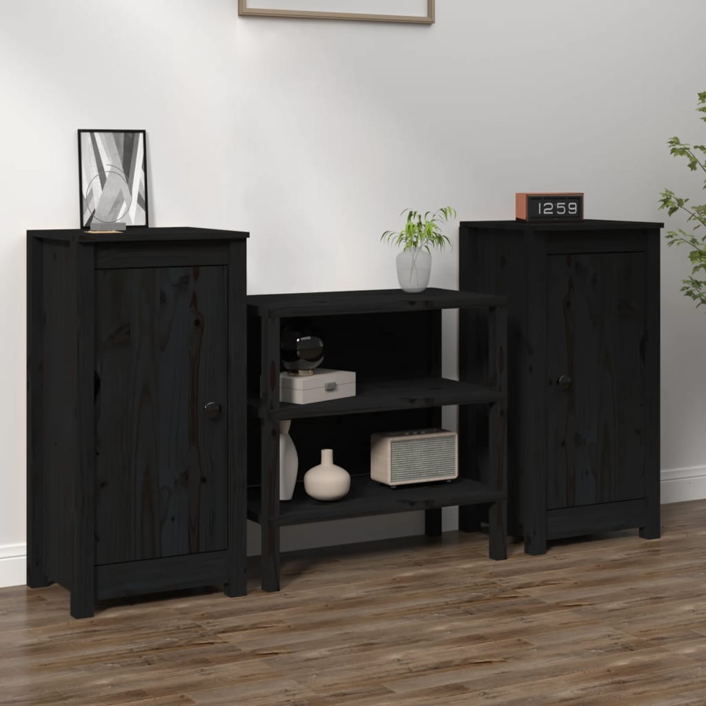 vidaXL Komody 2 ks čierne 40x35x80 cm borovicový masív