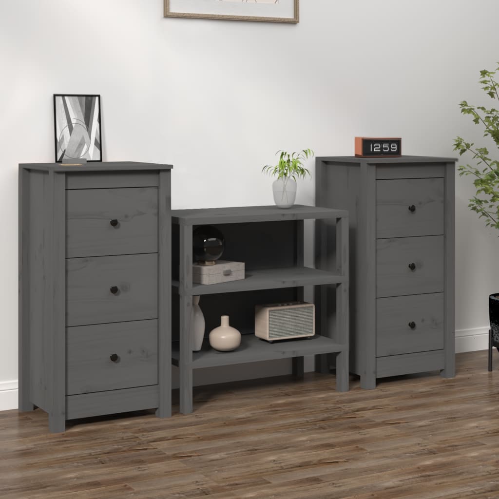 vidaXL Komody 2 ks sivé 40x35x80 cm borovicový masív