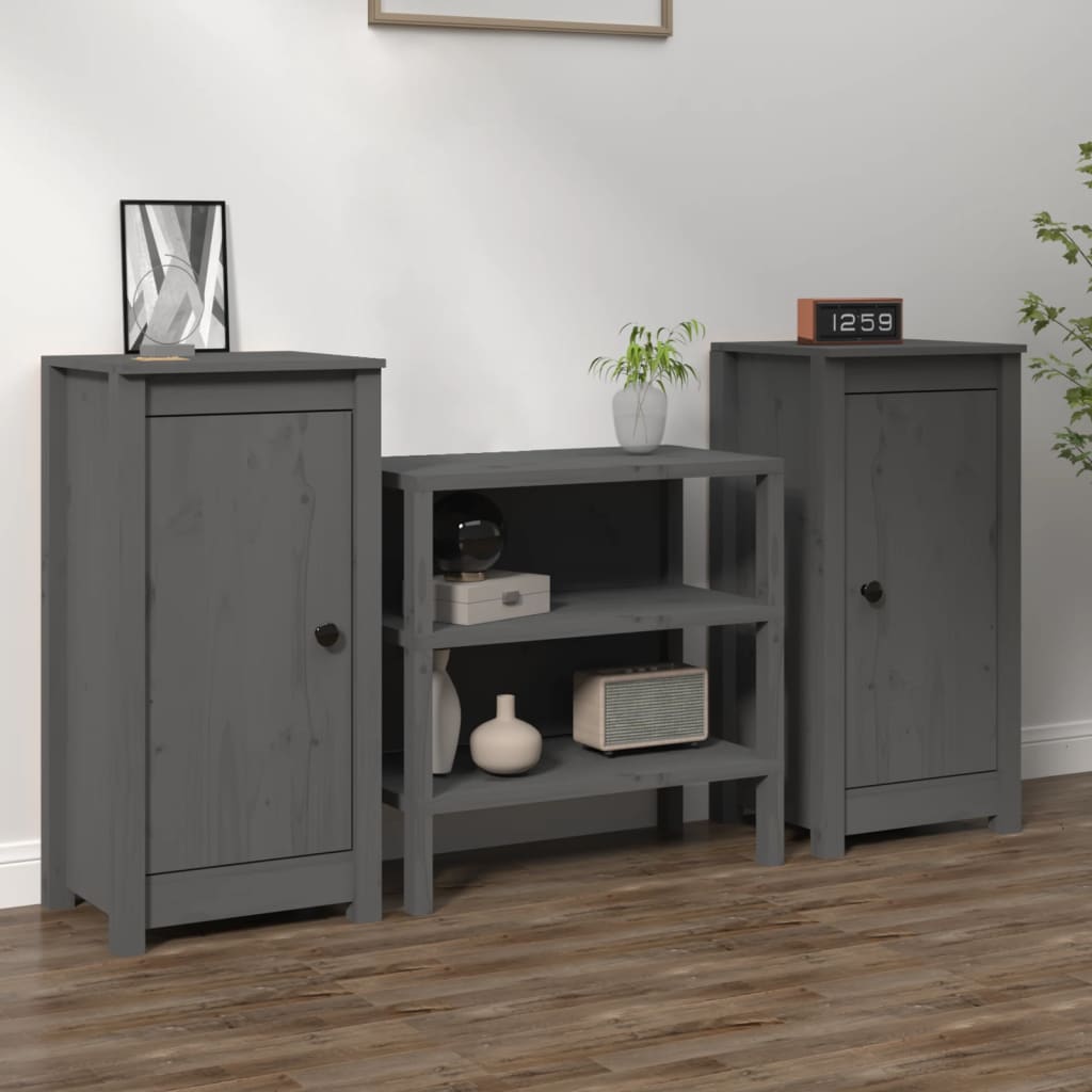 vidaXL Komody 2 ks sivé 40x35x80 cm borovicový masív