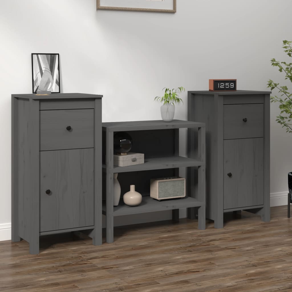 vidaXL Komody 2 ks sivé 40x35x80 cm borovicový masív