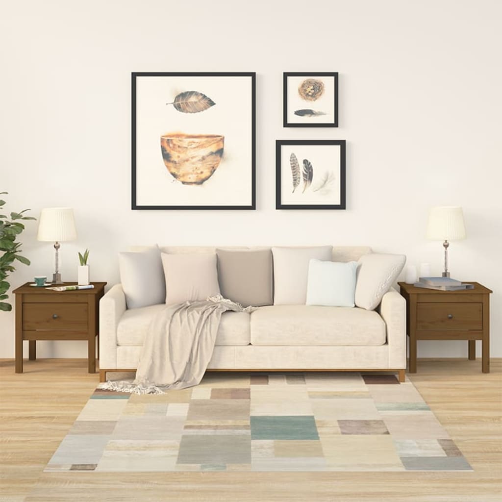 vidaXL Bočné stolíky 2 ks medovo hnedé 50x50x49 cm borovicový masív