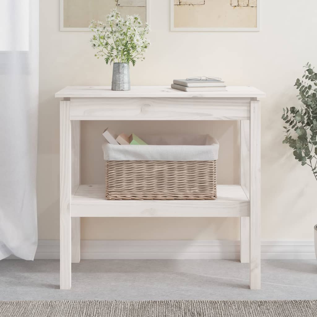 vidaXL Konzolový stolík biely 80x40x75 cm masívne borovicové drevo