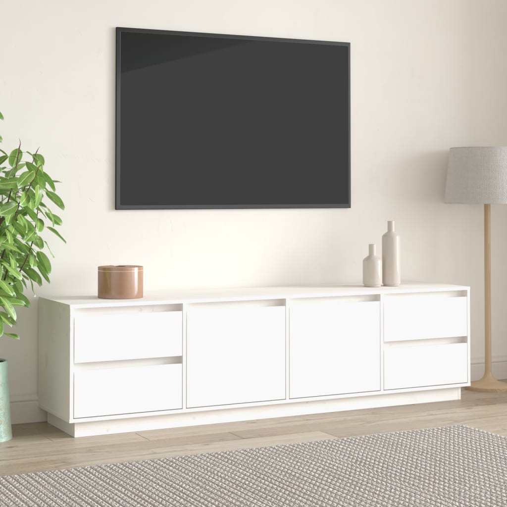 vidaXL TV skrinka biela 176x37x47,5 cm masívna borovica