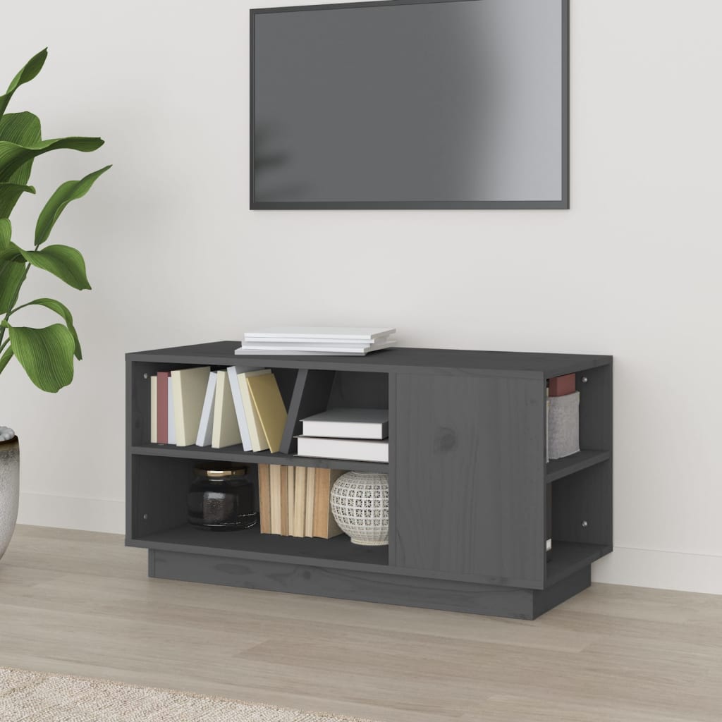 vidaXL TV skrinka sivá 80x35x40,5 cm masívna borovica