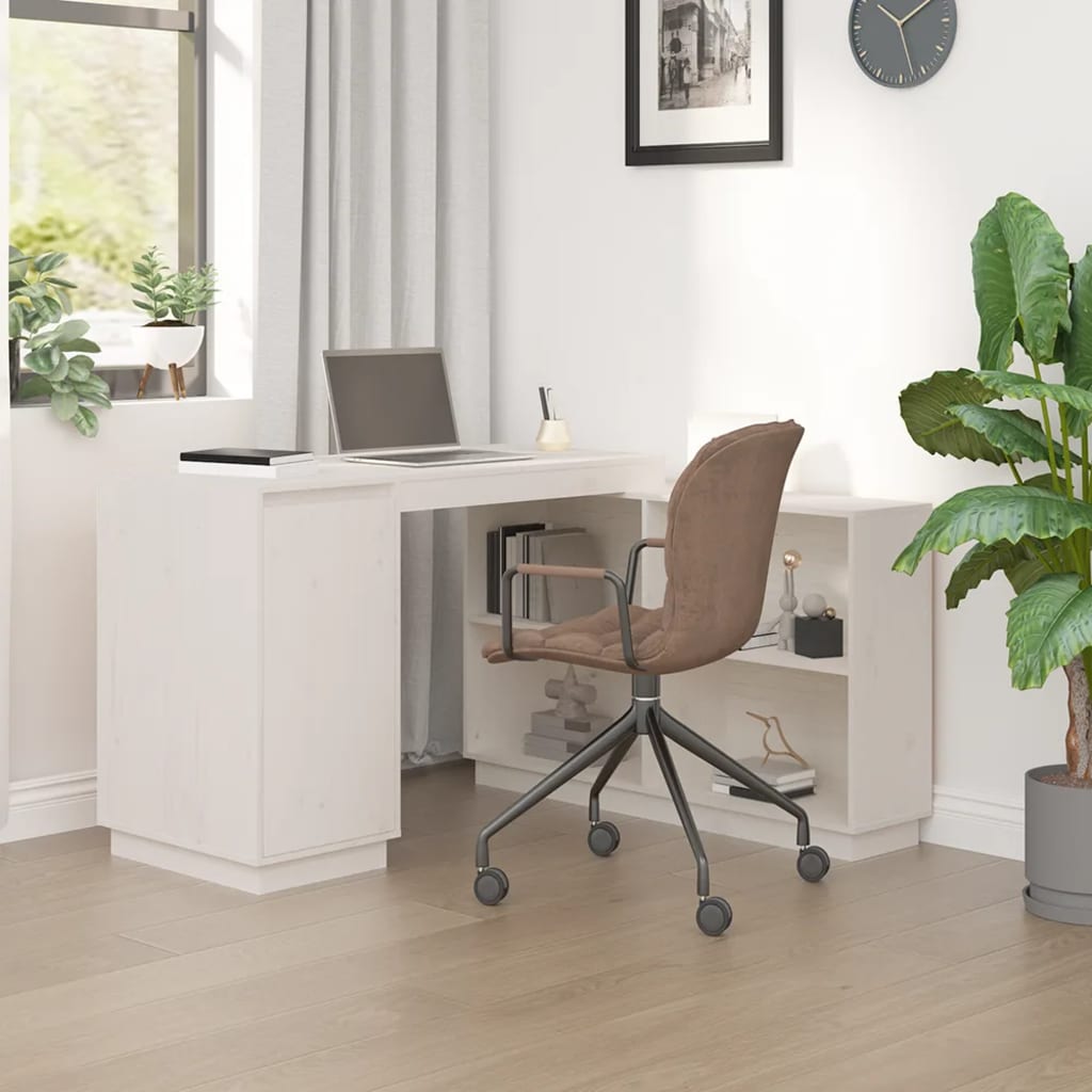 vidaXL Stolík biely 110x50x75 cm masívne borovicové drevo