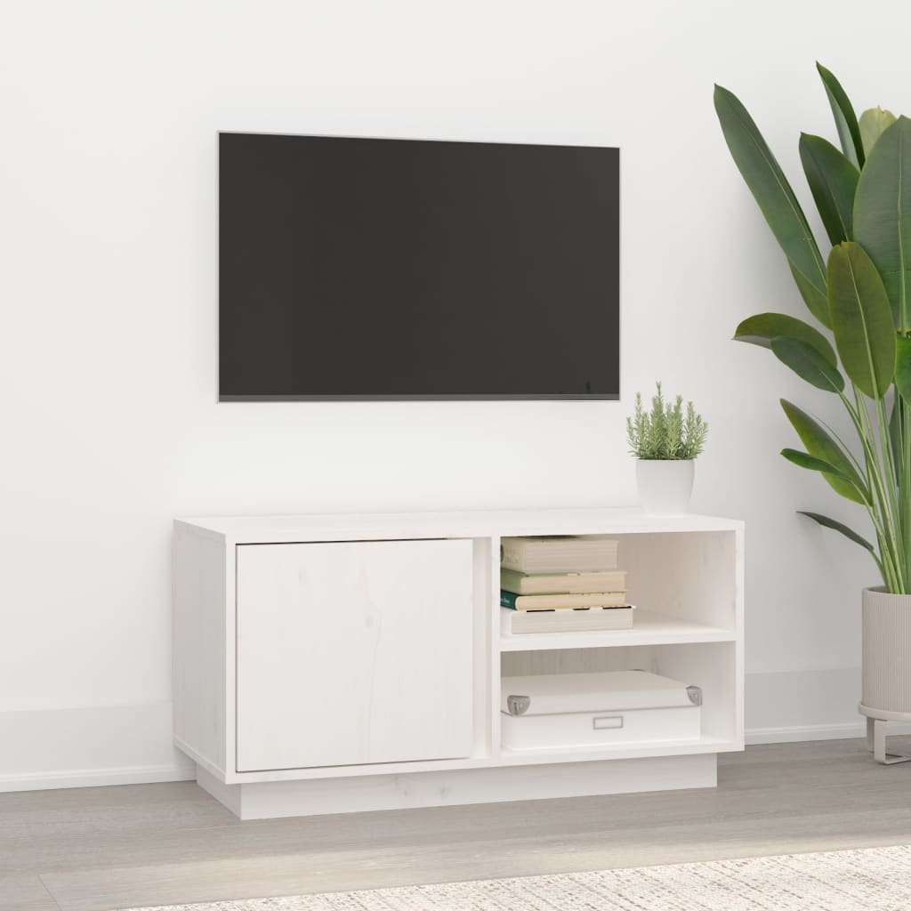 vidaXL TV skrinka biela 80x35x40,5 cm masívna borovica