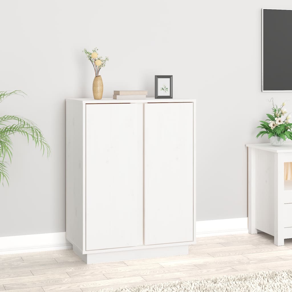 vidaXL Komoda biela 60x35x80 cm borovicový masív