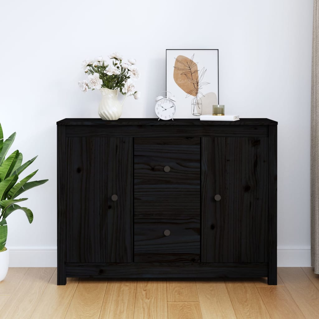 vidaXL Komoda čierna 100x35x74 cm borovicový masív