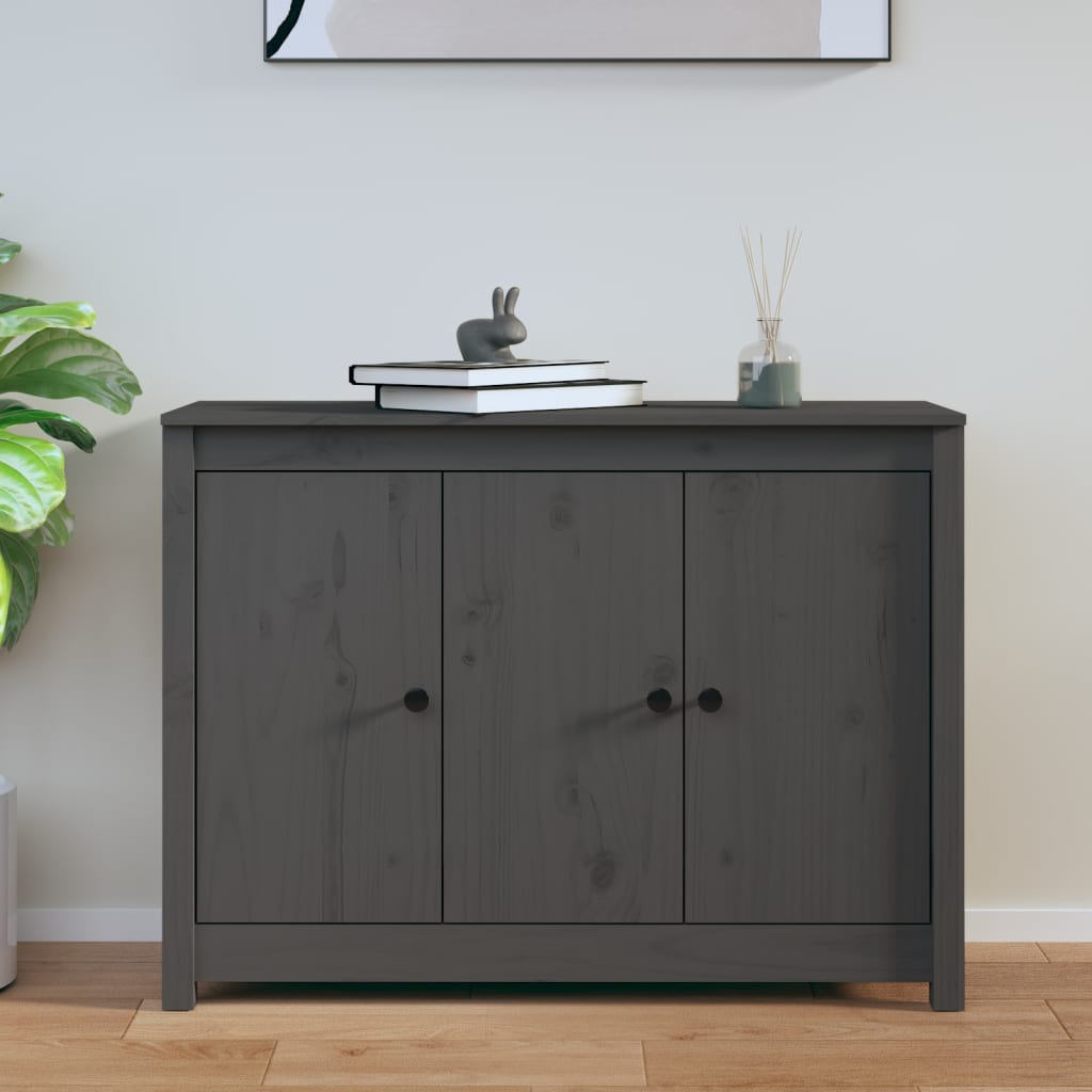 vidaXL Komoda sivá 100x35x74 cm borovicový masív