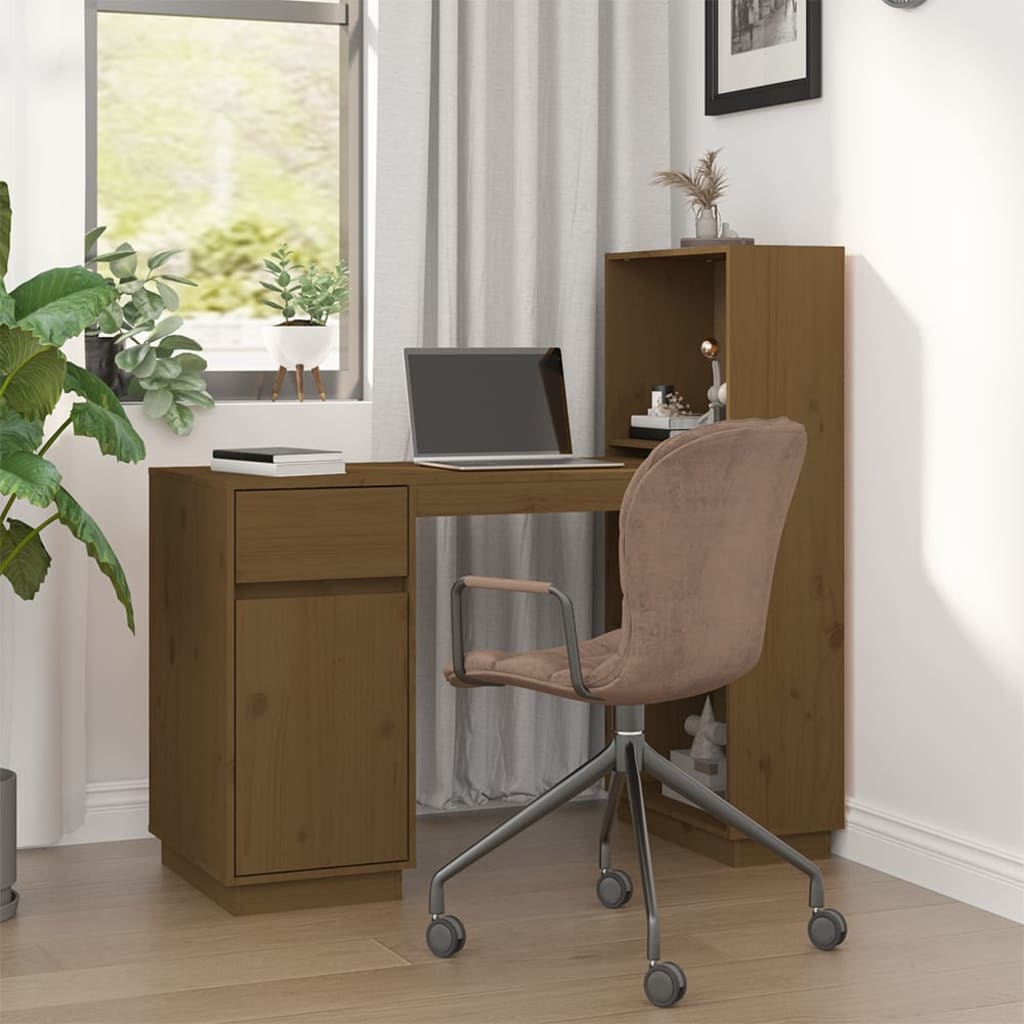 vidaXL Stolík medovo-hnedý 110x53x117 cm masívne borovicové drevo