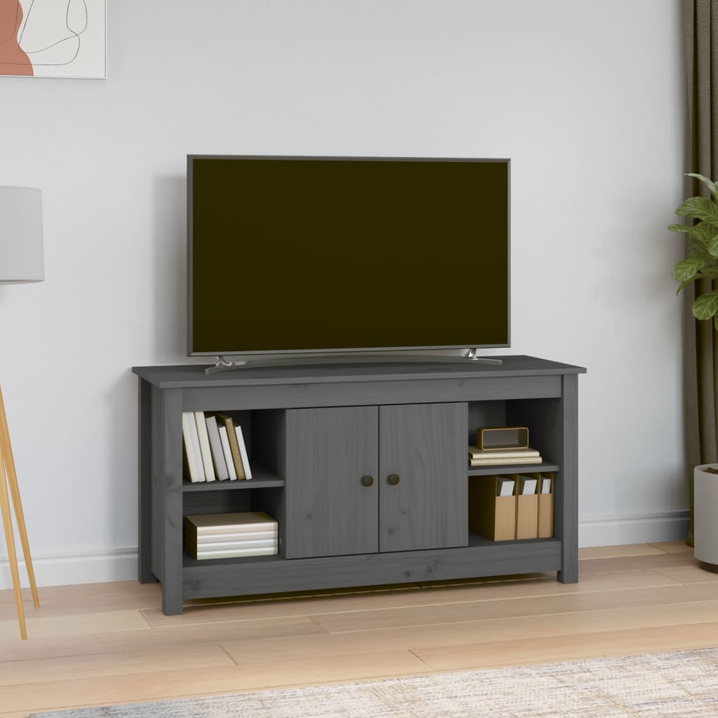 vidaXL TV skrinka sivá 103x36,5x52 cm masívna borovica