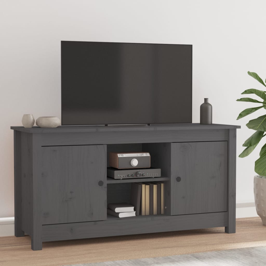 vidaXL TV skrinka sivá 103x36,5x52 cm masívna borovica