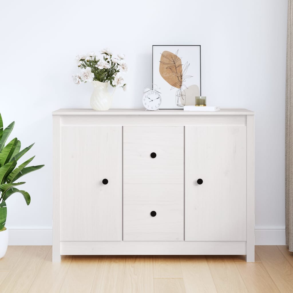 vidaXL Komoda biela 100x35x74 cm borovicový masív