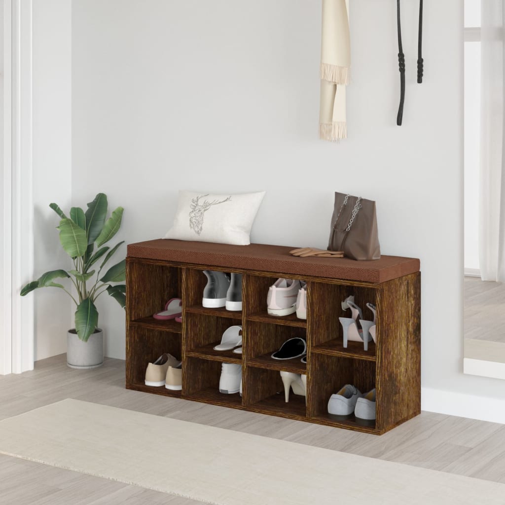 vidaXL Lavica na topánky dymový dub 103x30x48 cm spracované drevo
