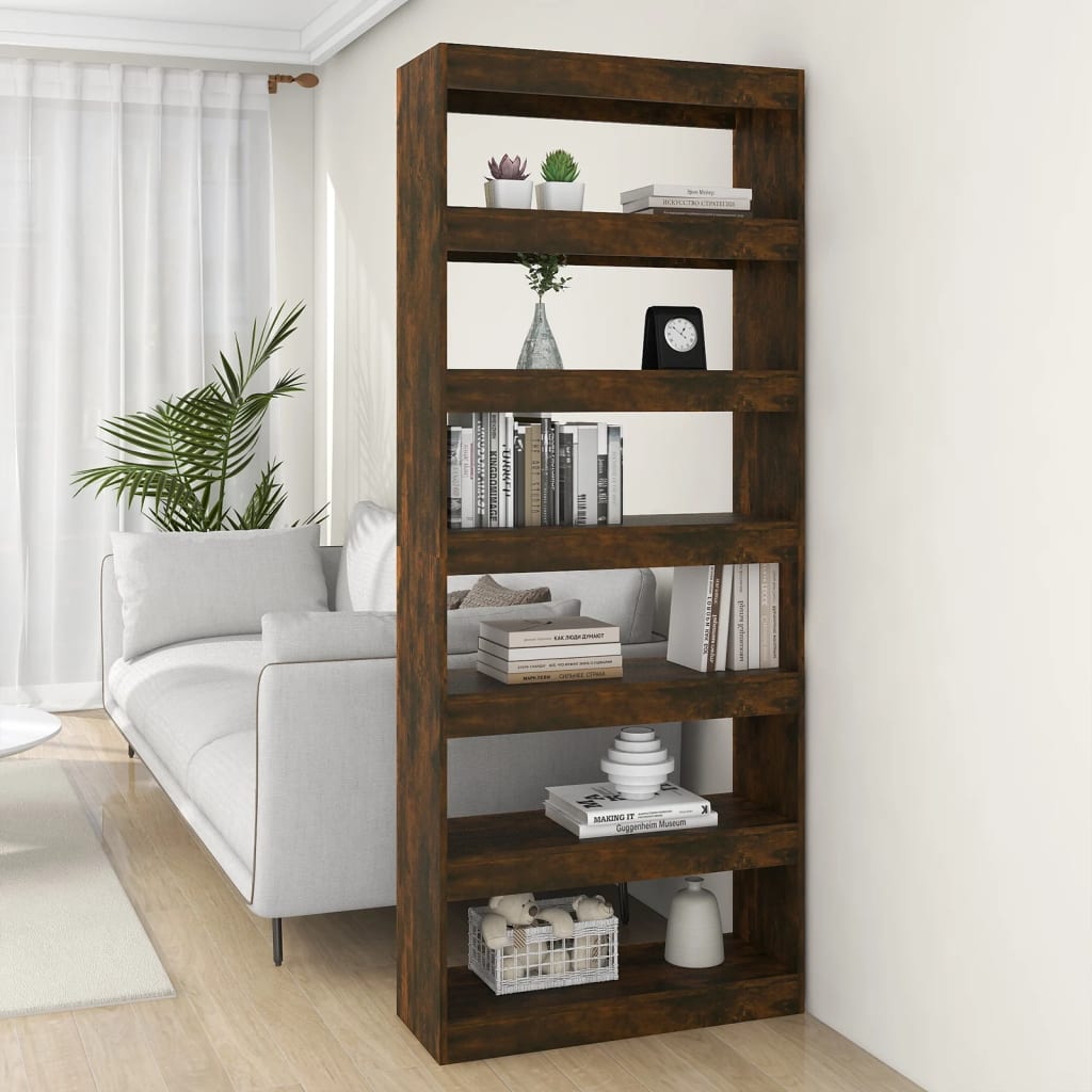 vidaXL Knižnica/deliaca stena tmavý dub 80x30x198 cm drevotrieska