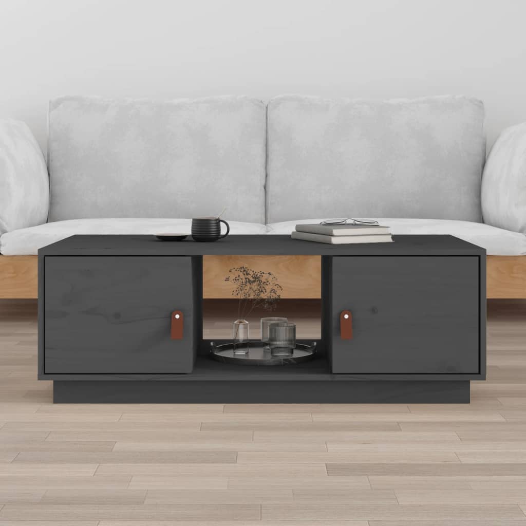 vidaXL Konferenčný stolík sivý 100x50x35 cm borovicový masív