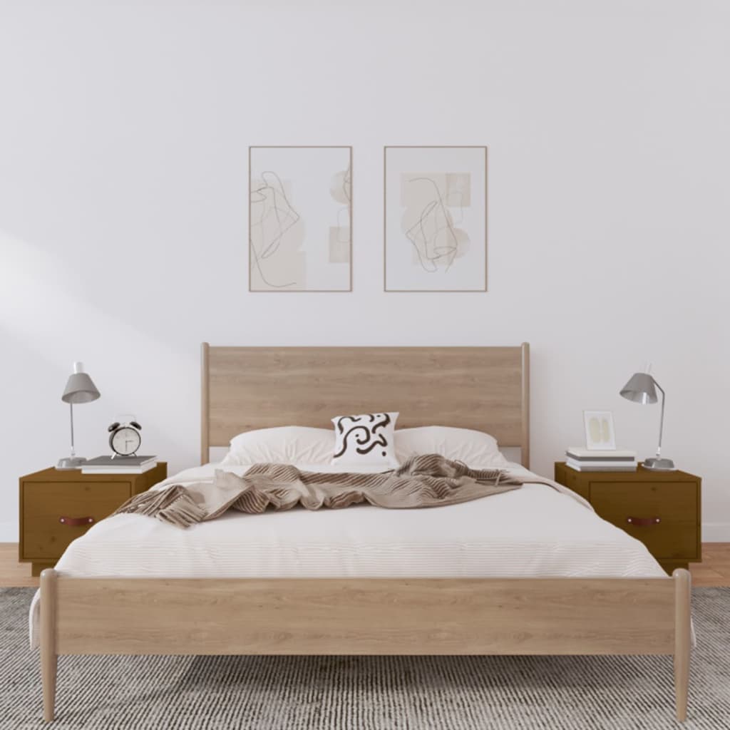 vidaXL Nočné stolíky 2 ks medovo-hnedé 40x34x35 cm borovicové drevo