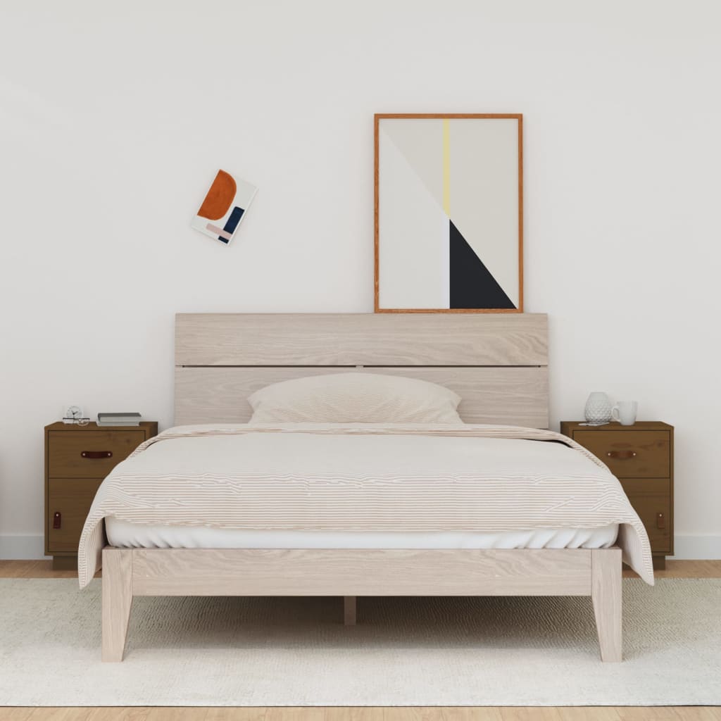 vidaXL Nočné stolíky 2 ks medovo-hnedé 40x34x55 cm borovicový masív