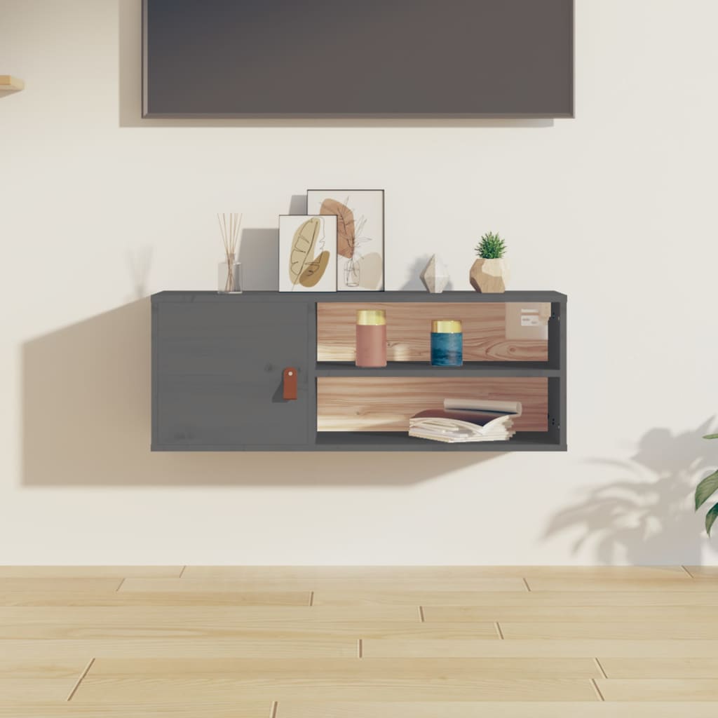 vidaXL Nástenná skrinka sivá 80x30x30 cm masívna borovica