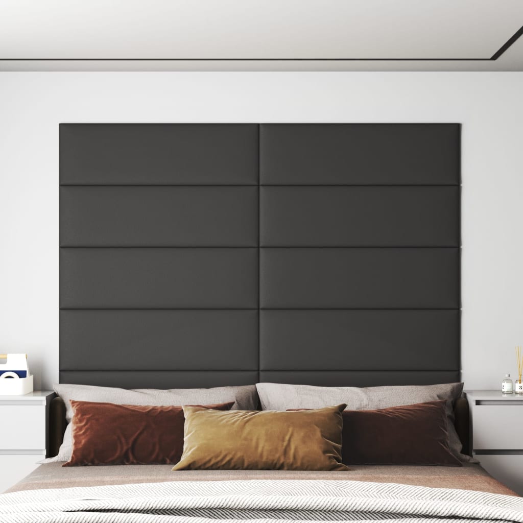 vidaXL Nástenné panely 12 ks sivé 90x30 cm umelá koža 3,24 m²