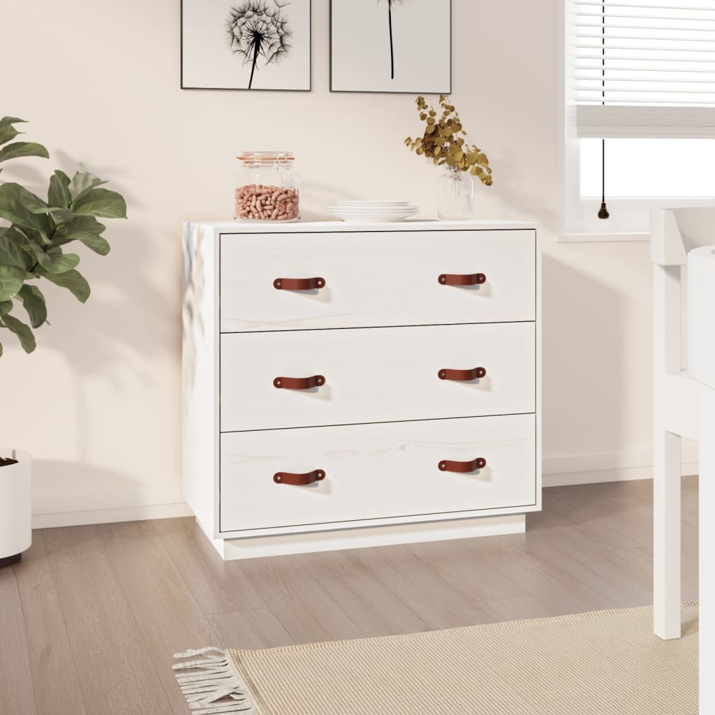 vidaXL Komoda biela 80x40x75 cm borovicový masív