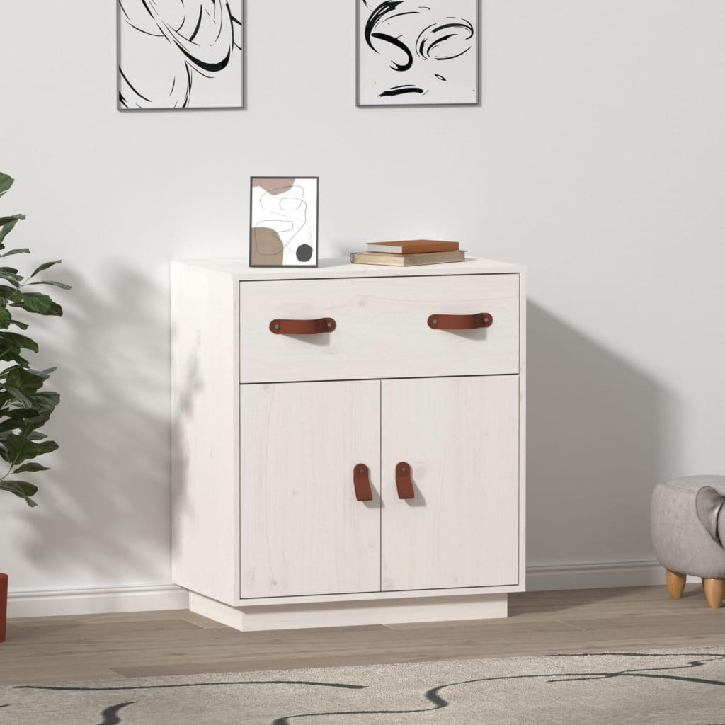 vidaXL Komoda, biela 65,5x40x75 cm, borovicový masív