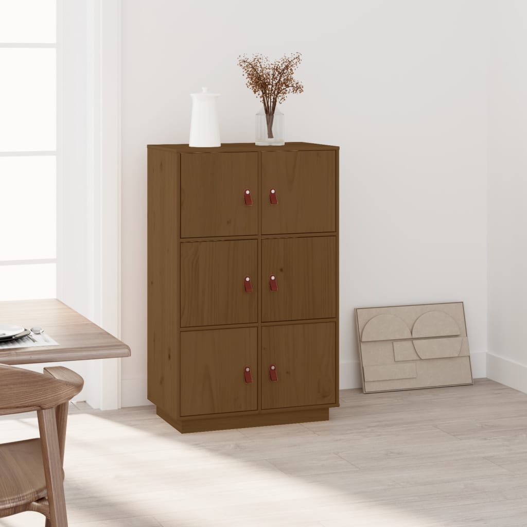 vidaXL Vysoká skrinka medovohnedá 67x40x108,5 cm masívna borovica