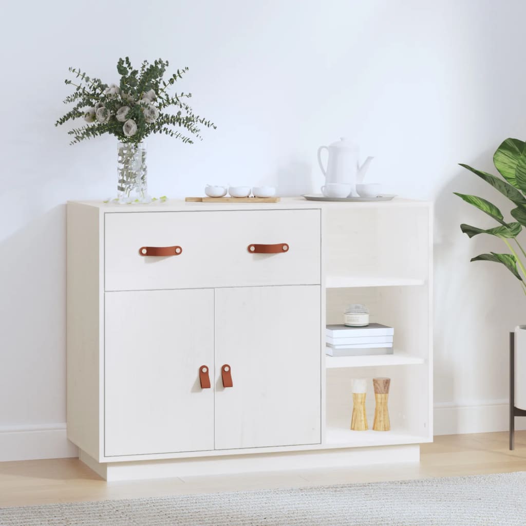 vidaXL Komoda biela 98,5x40x75 cm borovicový masív
