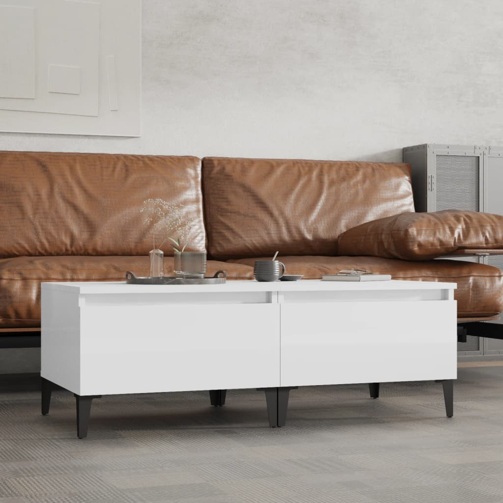 vidaXL Bočné stolíky 2 ks vysoký lesk biele 50x46x35 cm spracov. drevo