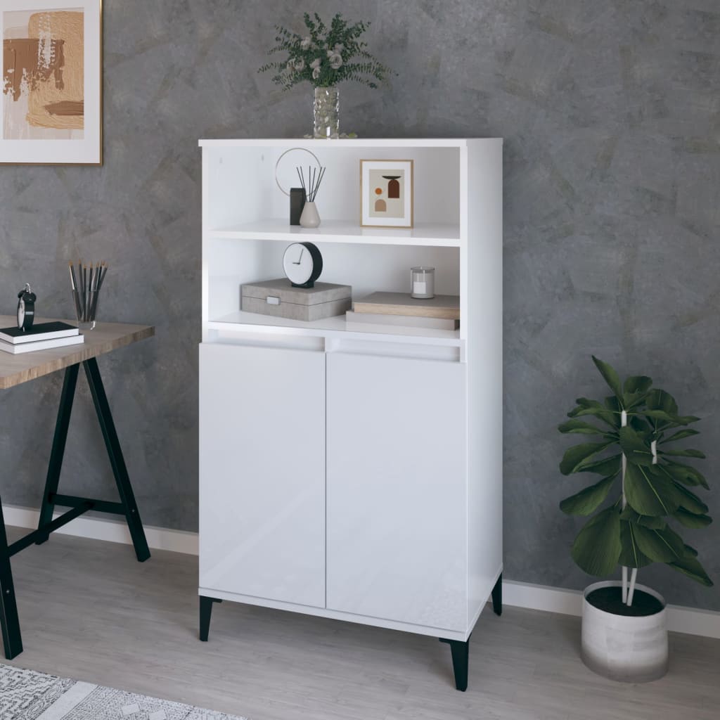 vidaXL Vysoká skrinka vysoký lesk biela 60x36x110 cm spracované drevo