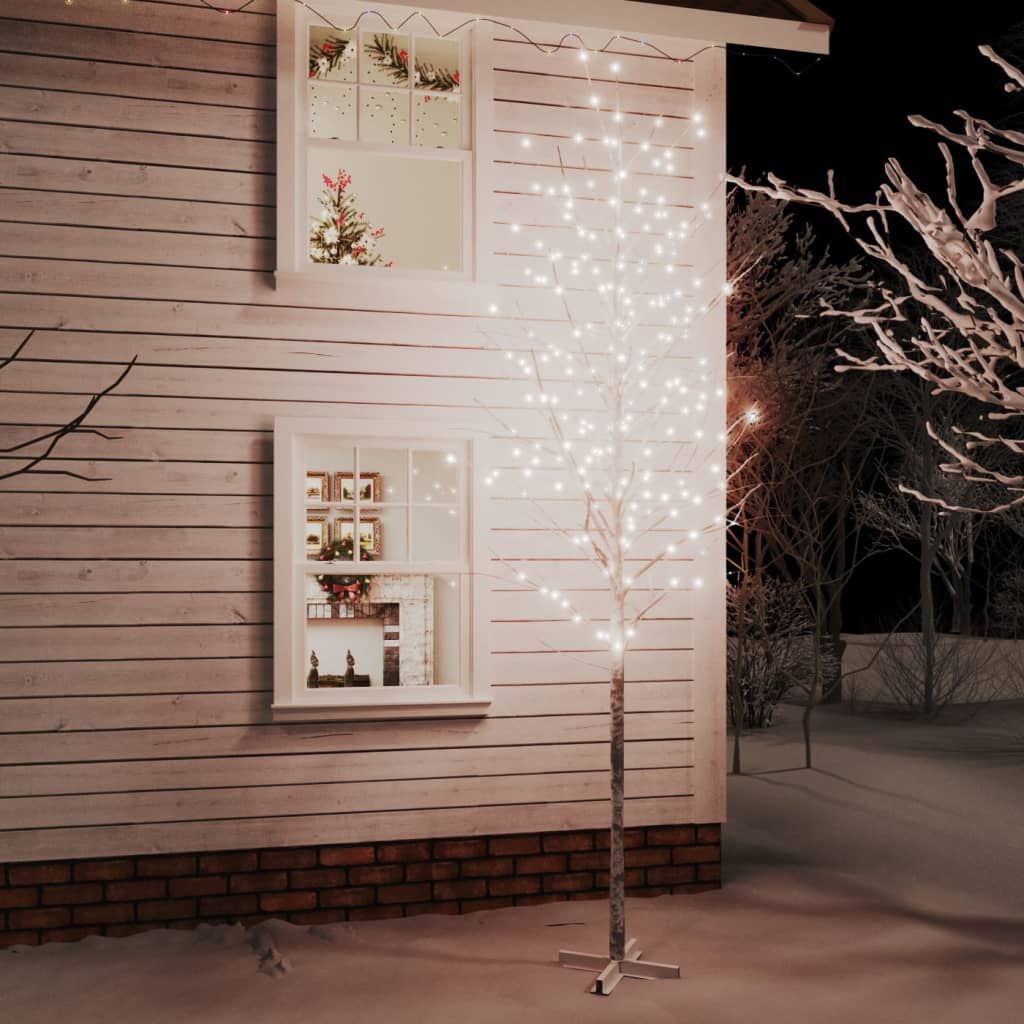 vidaXL LED strom s dizajnom bielej brezy 672 teplých bielych LED 400cm