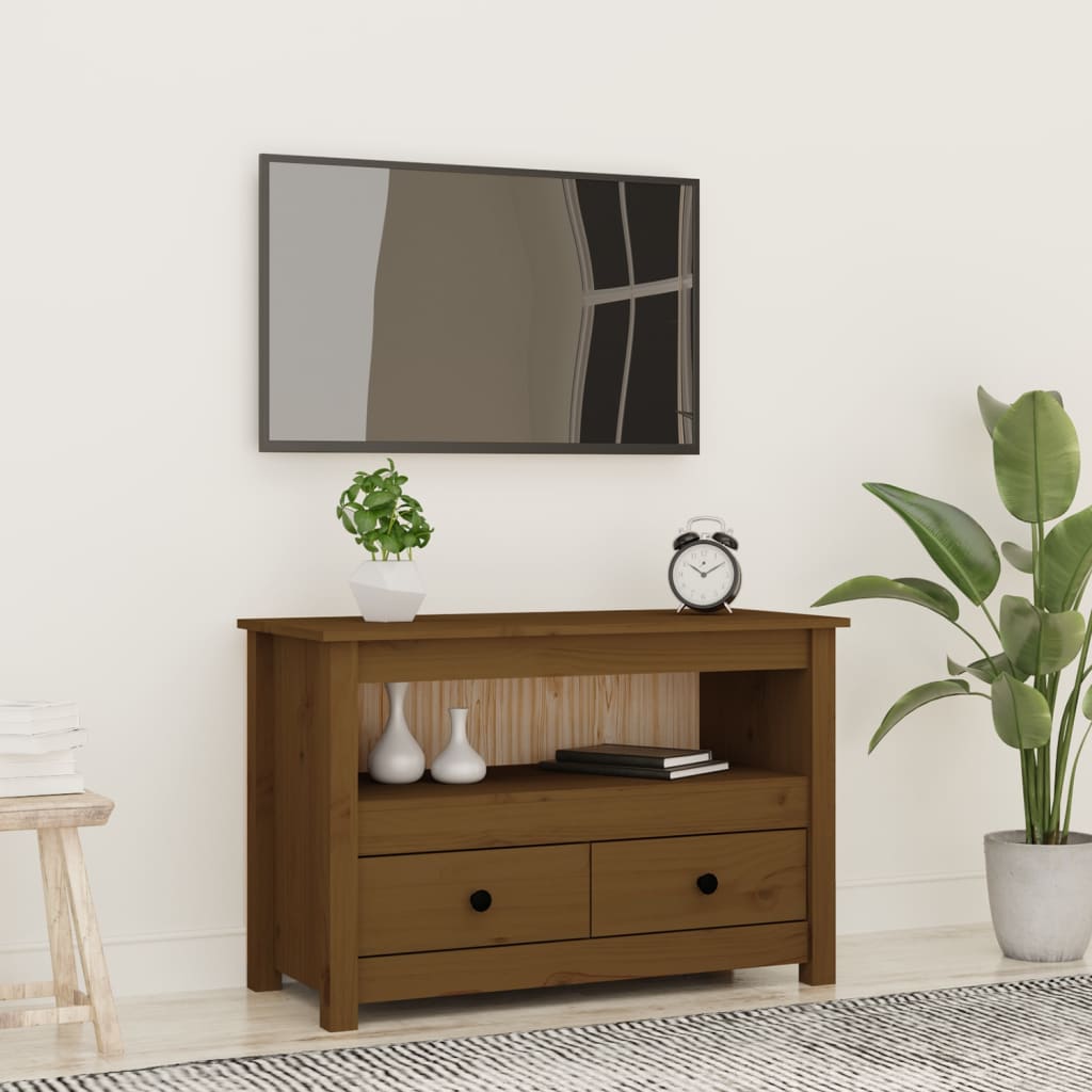 vidaXL TV skrinka medovo-hnedá 79x35x52 cm masívna borovica