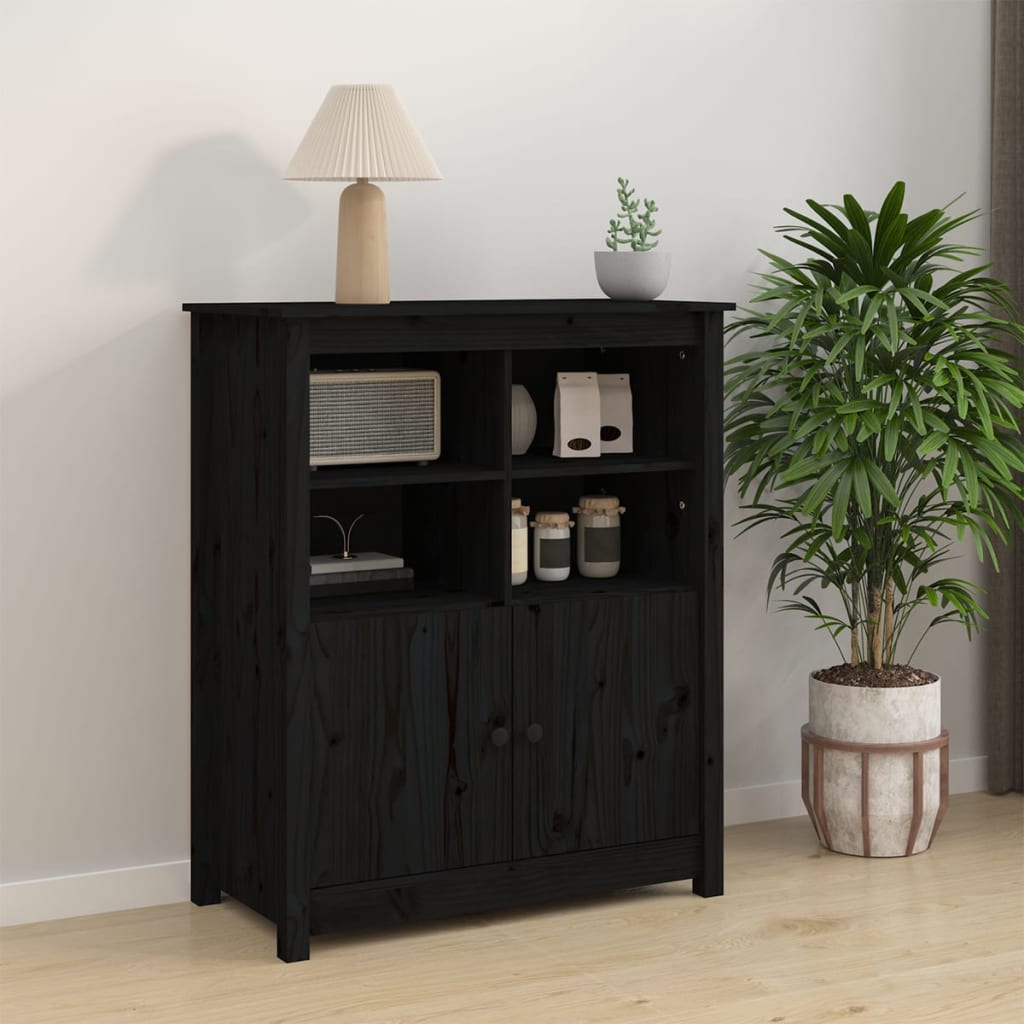 vidaXL Komoda čierna 83x41,5x100 cm borovicový masív