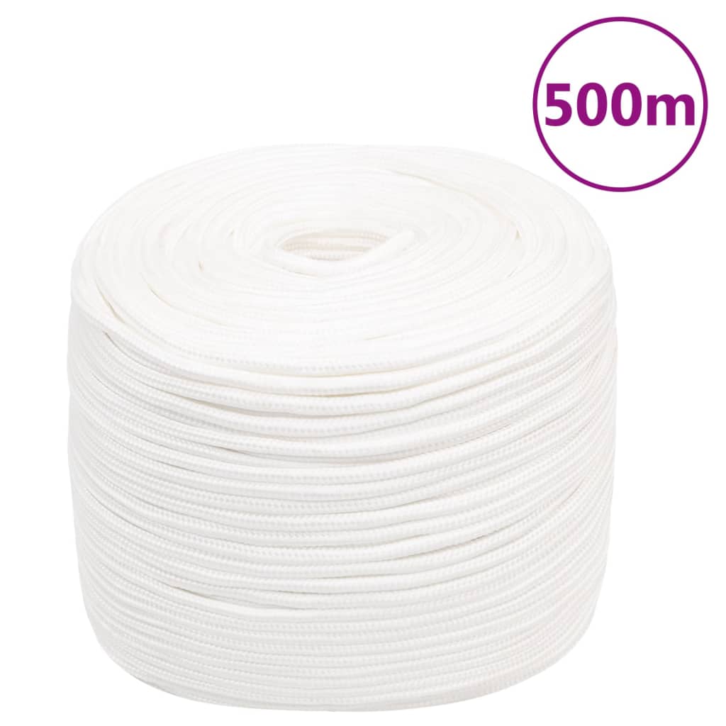 vidaXL Lodné lano biele 10 mm 500 m polypropylén
