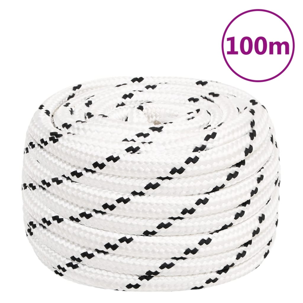 vidaXL Pracovné lano biele 16 mm 100 m polyester