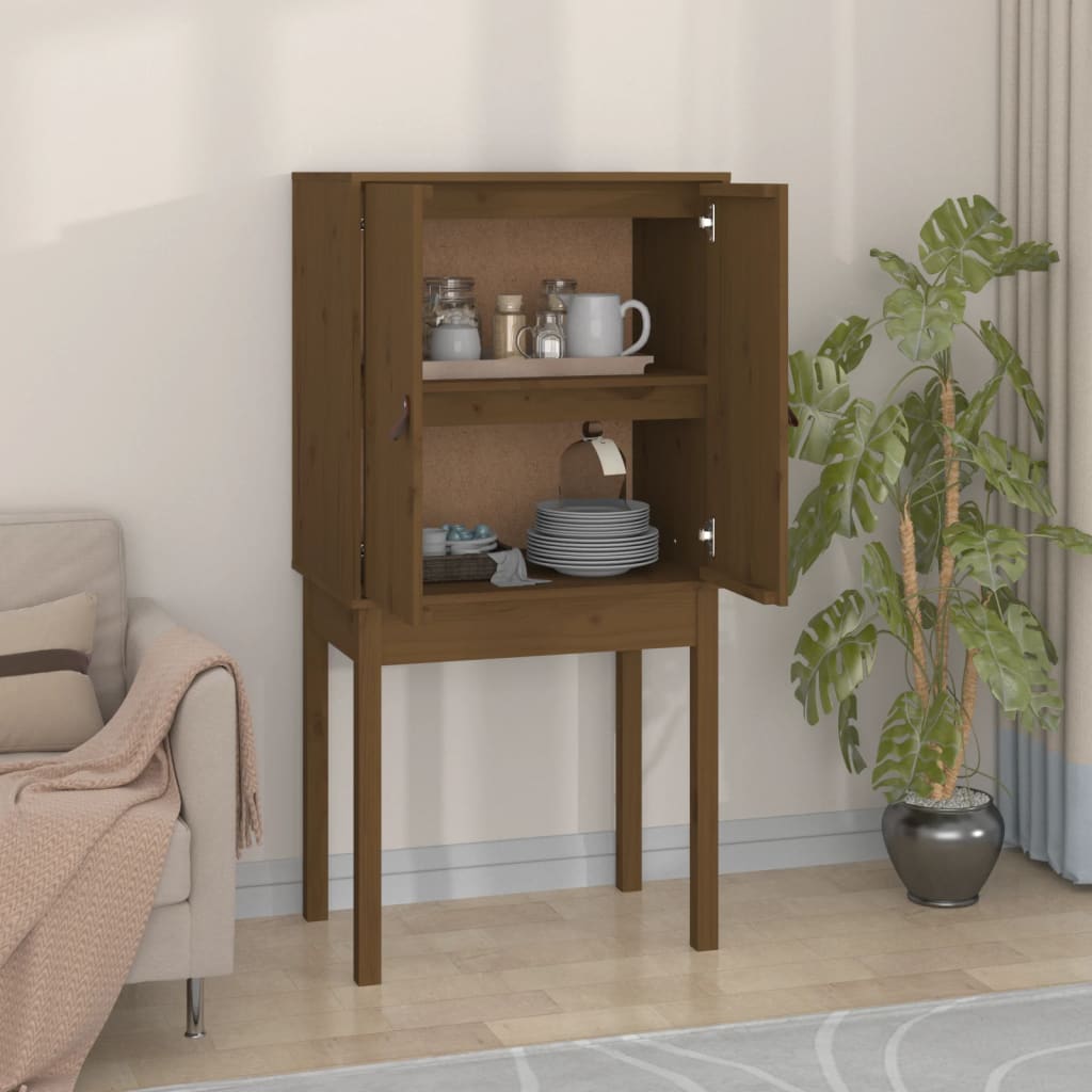 vidaXL Vysoká skrinka medovohnedá 60x40x120 cm masívna borovica