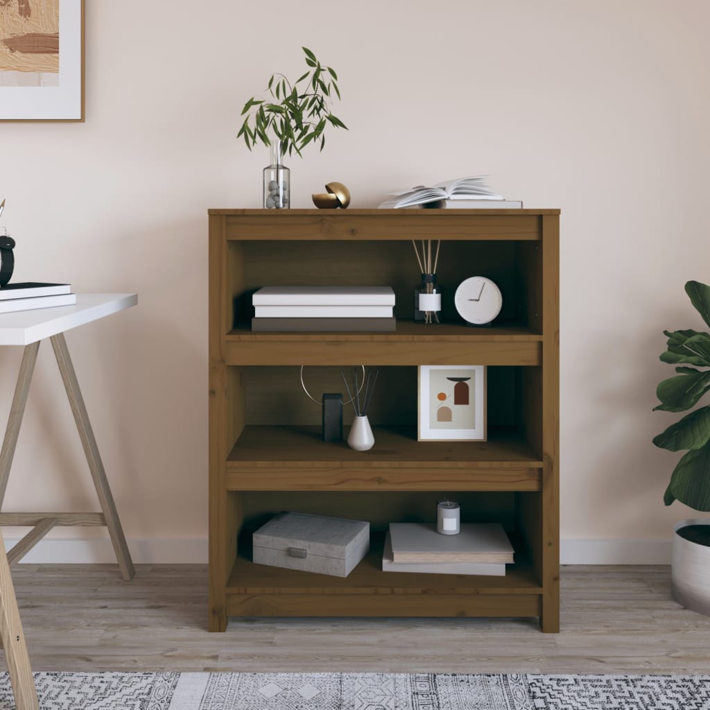 VidaXL Knižnica medovohnedá 80x35x97 cm masívna borovica
