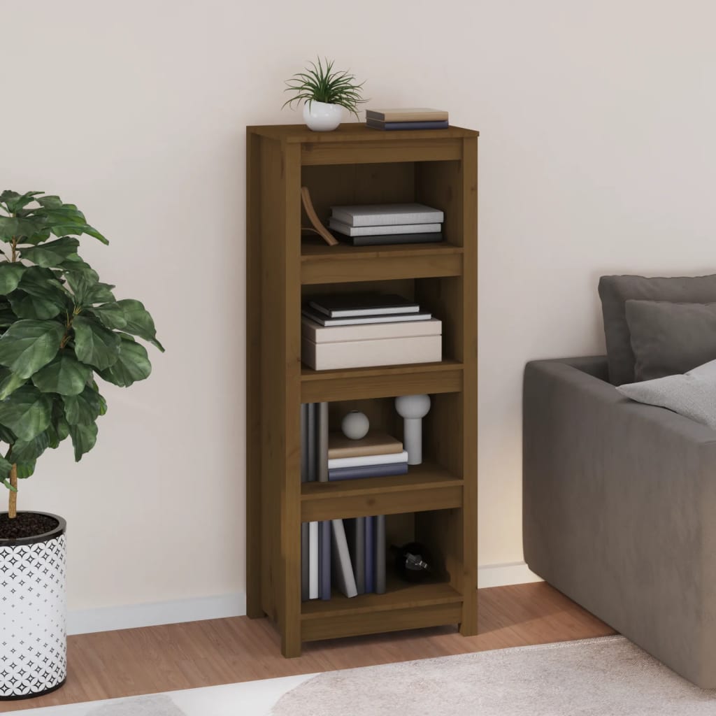 VidaXL Knižnica medovohnedá 50x35x125,5 cm masívna borovica