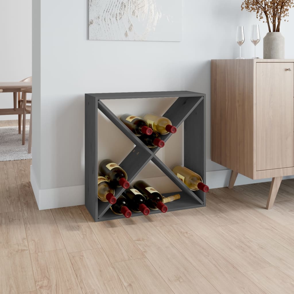 VidaXL Skrinka na víno sivá 62x25x62 cm masívna borovica