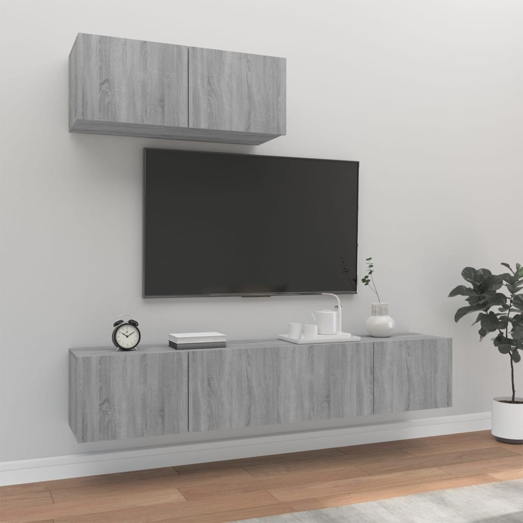 vidaXL 3-dielna súprava TV skriniek sivá sonoma spracované drevo