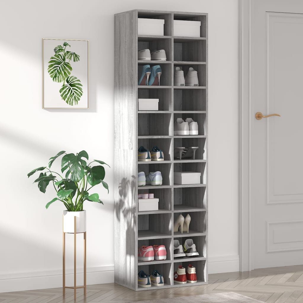 vidaXL Botník sivý dub sonoma 54x34x183 cm spracované drevo