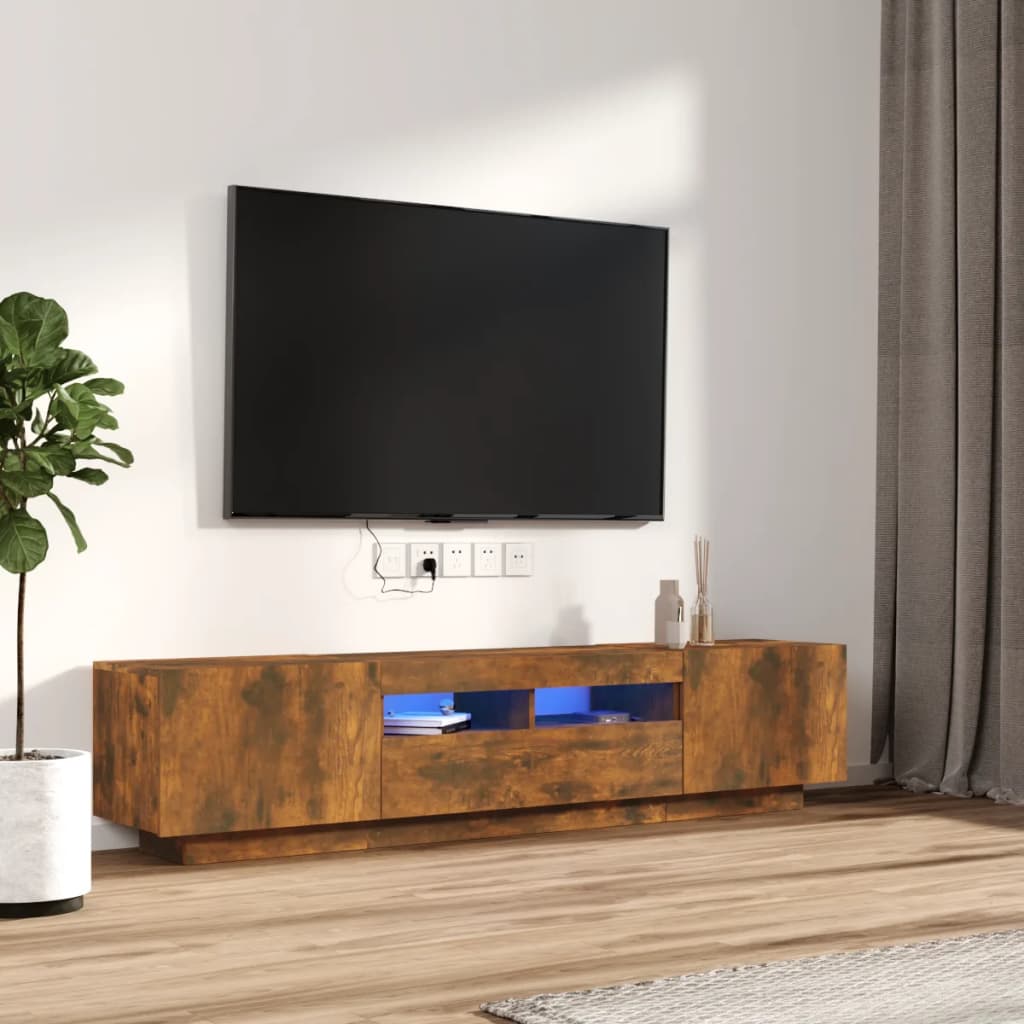 vidaXL 2-dielna súprava TV skriniek s LED dymový dub spracované drevo
