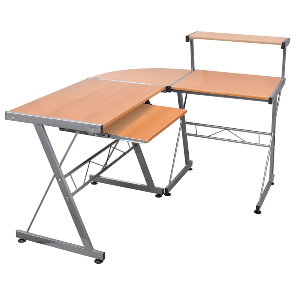 vidaXL Rohový počítačový stôl hnedý 132x112x99 cm spracované drevo