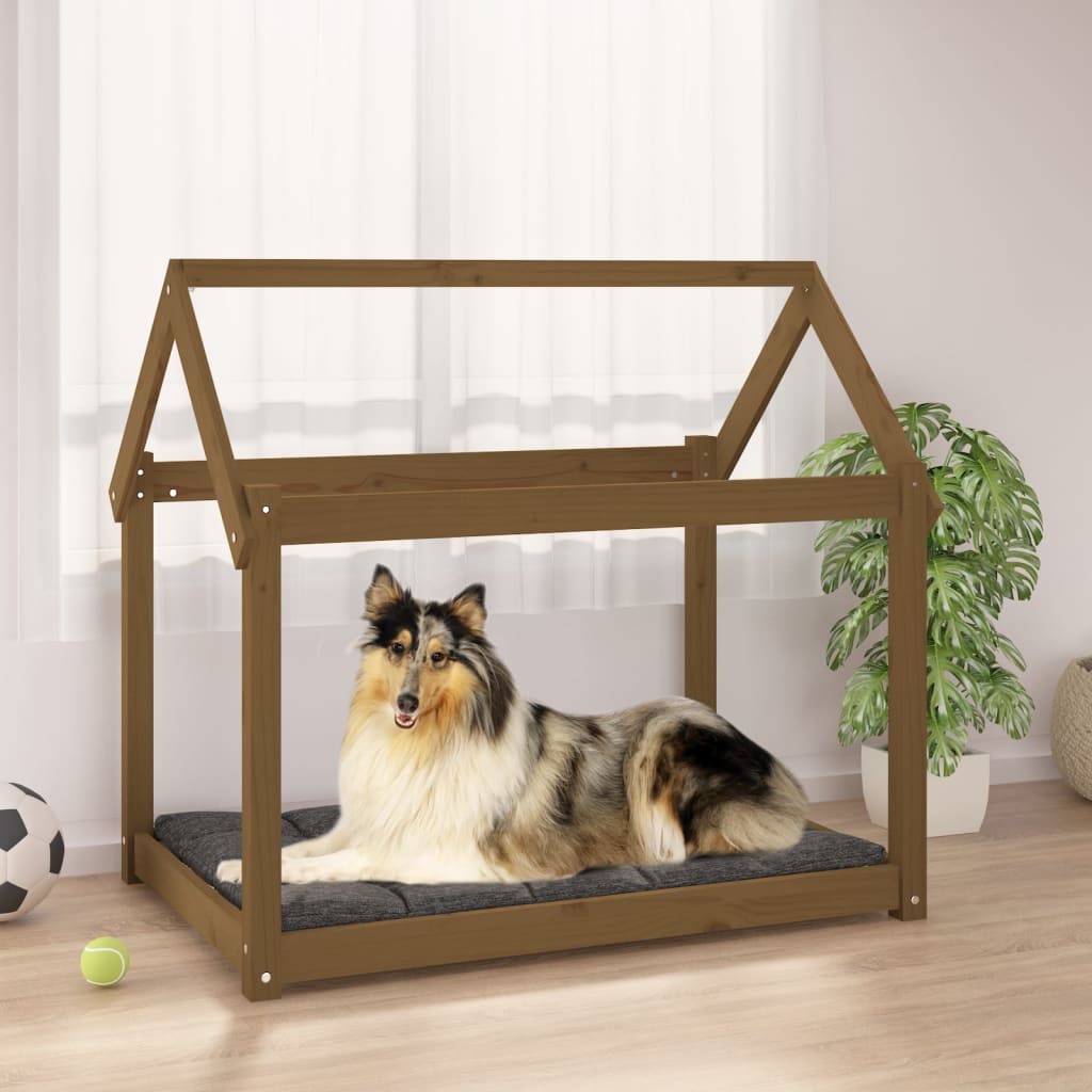 vidaXL Posteľ pre psa medovohnedá 101x70x90 cm borovicový masív