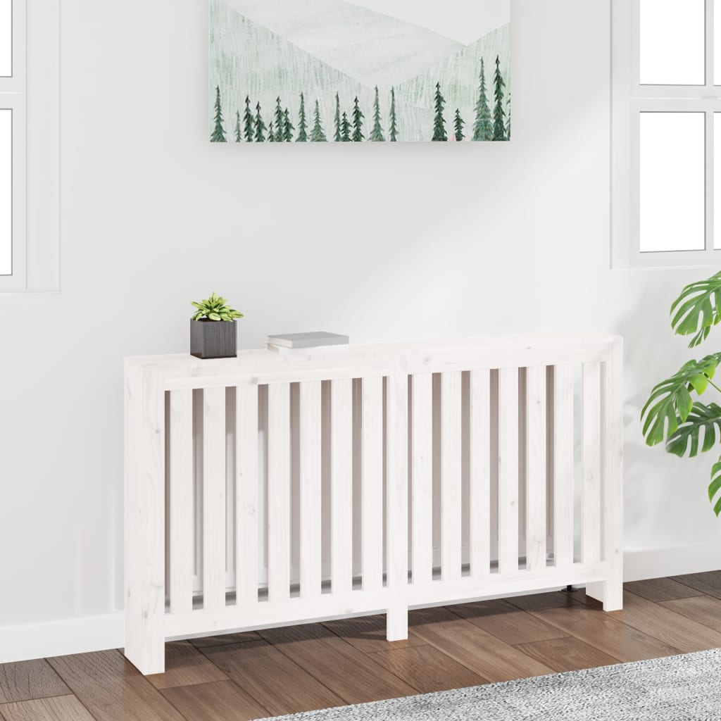 vidaXL Kryt na radiátor biely 153x19x84 cm masívna borovica